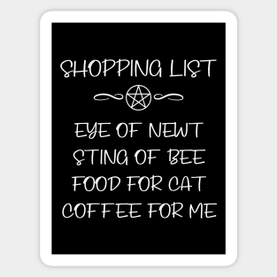 Cat Food and Coffee Witch Shopping List Cheeky Witch® Sticker